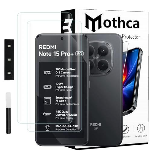 Image of Mothca Curved UV Tempered Glass Screen Protector for Redmi Note 15 Pro Plus 5G | Transparent | Pack of 2 | Borderless Full Screen Coverage with UV Installation Kit
