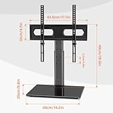 KKTONER Universal TV Stand Base for 27 inch to 65 inch LED TV Table Top TV Mount Stand with Tempered Glass Base Height Adjustable Hold up 39.9KG - Image 2