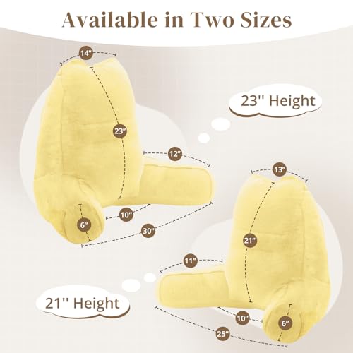 Image of Sasttie Reading Pillow for Bed, Back Pillow for Sitting Up, Light Yellow | 23 inch Backrest Support Cushion for Couch, Sofa, and Floor, Dorm Essentials, OEKO-TEX, Adjustable Down Alternative Fill