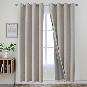 Joydeco Black Out Curtains 63 Inch Long, Curtains 63 Inch Length Textured Thermal Grommets Curtains, Room Darkening Curtains 63 Inches Long for Living Room Bedroom, (42×63 inch, Greyish White)