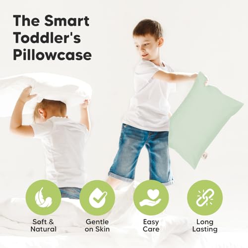 Image of KeaBabies Toddler Pillowcase 13 inchx18 inch - Organic Cotton Toddler Pillowcase for Kids, Boys, Girls, Soft & Durable Cotton Cover for Miniature Sleepy Pillows, Cute Colors, Pillow Sold Separately (Sage)