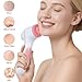 Facial Cleansing Brush, 3in1 Silicone Face Scrubber, Waterproof Facial Scrubber for Deep Cleansing, Rechargeable Face Exfoliation Brush with 2 Adjustable Speeds, Face Spin Brush for Women Men (Pink)