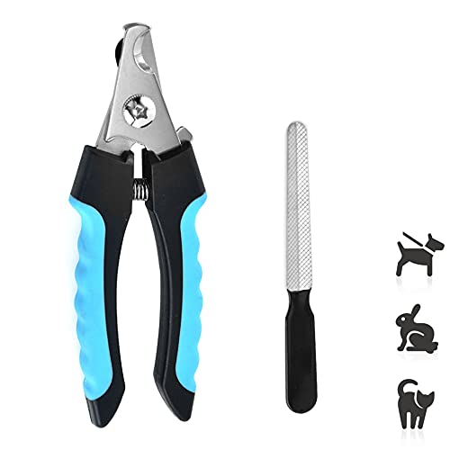 PenuSpt krallenschere für Hunde & Katzen,Profi Hunde- und Katzenkrallenzange mit Schutzvorrichtung, Edelstahl Krallenzange&Nagelfeile,Verwendet in Schönheit,Hund, Katzen, Kaninchen(Blau L) Cover