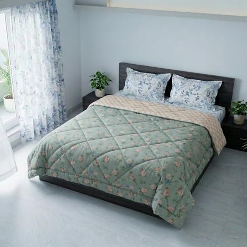 Image of Mafatlal Tulip Premium 120 GSM Quilted Comforter for Double Bed |Reversible, AC Blanket & Skin Friendly | 90 x 100 Inch | Pistachio Green 1
