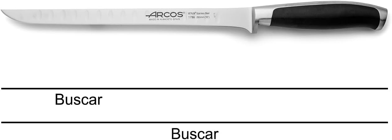 Arcos Carving Knife 10 Inch Stainless Steel. Cleaver Knife Double Sharpening. Ergonomic Polyoxymethylene Handle and 250mm Blade. Series Kyoto. Color Black