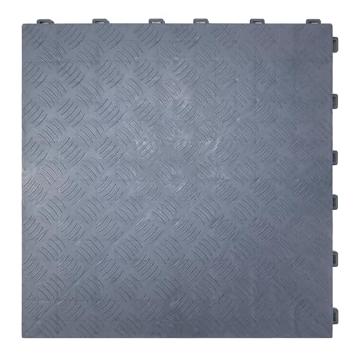 30 Pack Interlocking Garage Flooring Tile，40 x 40 x 1.8CM Non-Slip -Sided Texture Garage Flooring Tiles,for Garages, Basements, Repair Shops,Grey.