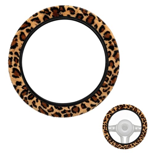 YEDOUALE 1 Funda Volante Felpa Leopardo Suave Universal 38 cm