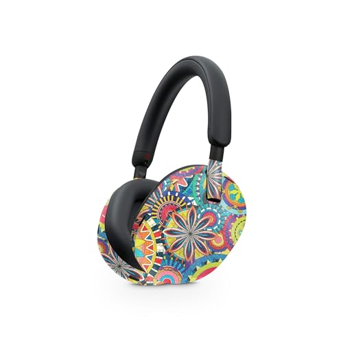 Image of MightySkins Glossy Glitter Skin Compatible with Sony WH-1000XM5 Headphones - Flower Wheels | Protective, Durable High-Gloss Glitter Finish | Easy to Apply