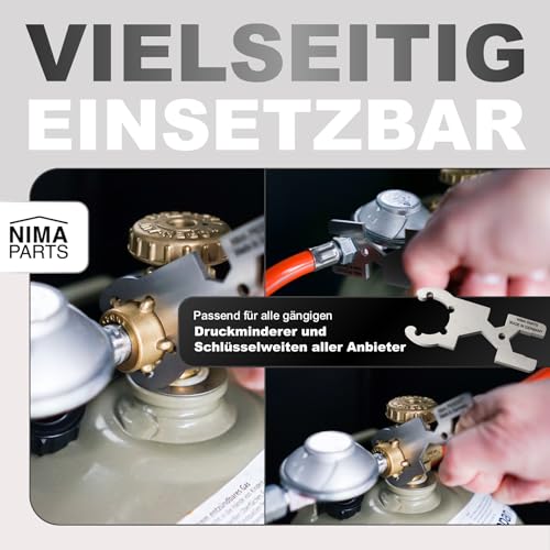 NIMA PARTS Gasflaschenschlüssel – Made in Germany – Gasflaschen Schlüssel Edelstahl (GS07, Edelstahl)