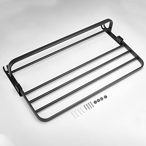 Image of Plantex Space Aluminium Folding Towel Rack with Fix Towel Rod /Bathroom Towel Hanger for Wall /Towel Hanger with Hook /(24 Inch, Black) - Pack of 1