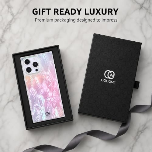 Image of COCOMII Rectangle for iPhone 16 Pro Case, Pink Real Mother of Pearl