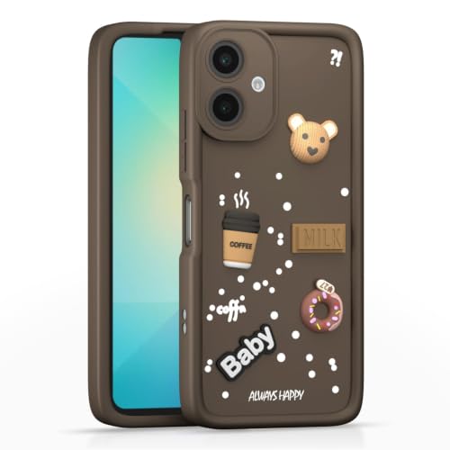 Image of Bintage Cute Fun Ball | Taddy Cartoon 3D Smiley Coffee Cup | Milk Donut | Full Camera Protection Back Cover Compatible for Samsung A07 5G - Brown