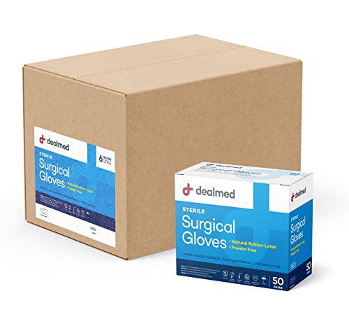 Image of Dealmed Disposable Latex Gloves - Medical Gloves, Multi-Layer, Size 7, 50 Pairs Per Box, 6 Boxes Per Case