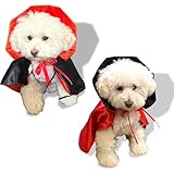 【T.S.H】 ペット用リバーシブルマント ドラキュラ 吸血鬼 ハロウィン パーティー 小型犬 超小型犬 猫 マント 被り物 可愛い コスチューム クリスマス 服 調節可能 着脱簡単 わんちゃん ねこちゃん アクセサリー コスプレ 変身 (ワンサイズ)