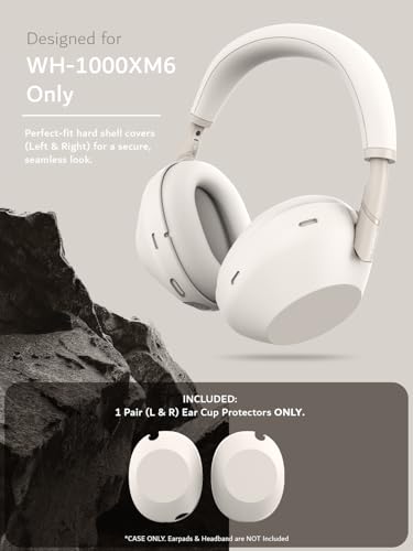 Image of TUDIA Snap-On PC Case for Sony WH-1000XM6 (2025) Headphones - Slim Shockproof Lightweight Hard Shell Ear Cup Protectors [Left & Right Covers Only] - Beige