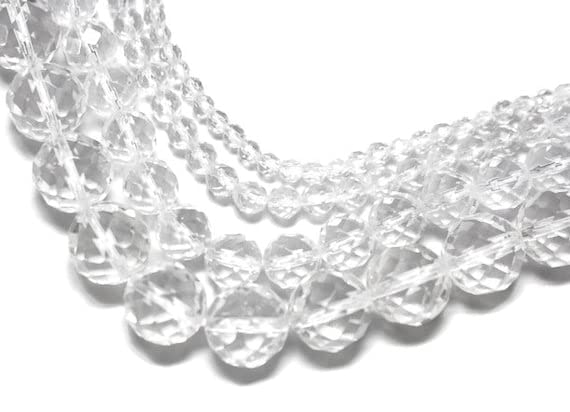 Quartz crystal faceted rounds perles naturelles pour créer vos bijoux bohèmes