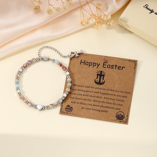 Image of Easter Gifts for Teens Adults, Cross Bracelet Easter Basket Stuffers for Teens Daughter Granddaughter Christian Religious Gift Baptism Confirmation Jewelry