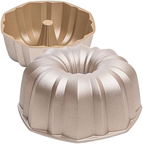 2 Stampi Per Ciambellone Antiaderenti - Teglie Per Torte Con Design A Vortice, 23 Cm (Oro) - Foto 5