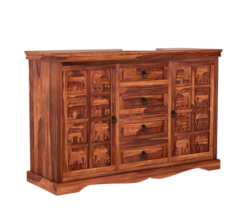 Image of Solid Sheesham Wood Wooden Chest (Carl)