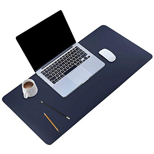 Image of House of Quirk Laptop Keyboard Mouse Felt Pad with Paper and Pen Pocket for Desktops (78.7 x 39 CM, Dark Blue /Yellow)
