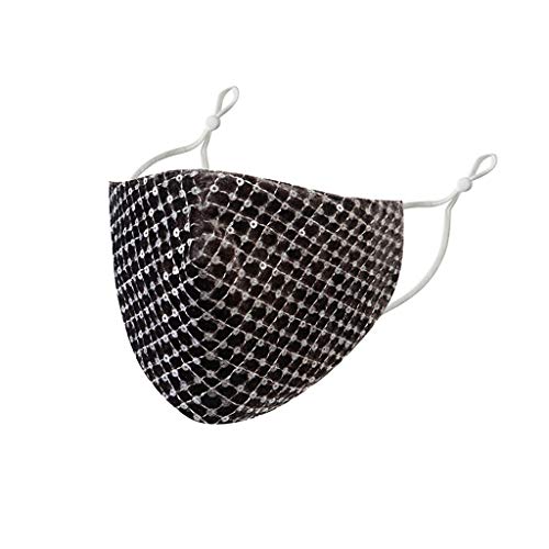 Preisvergleich Produktbild 2PCS Damen Herren Bandana Multifunktionstuch Wiederverwendbar Waschbar Mundschutz mit Pailletten Stoffmaske Sportmaske Verstellbarere Atmungsaktiv Halstuch Schals (Grau)