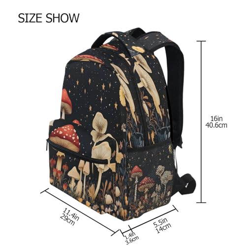 Mushroom Moon Night Flower Backpack for School Boys Girls Adults Kids Bookbag Laptop Bag 15L4