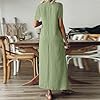 Linen Dress Women Short Sleeve V Neck Boho Maxi Dr... #5
