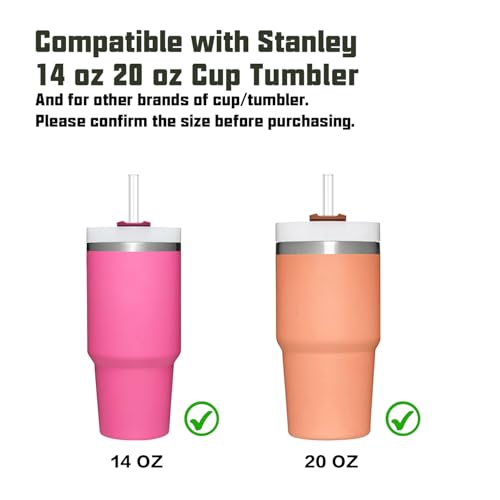 Image of Replacement Straw Compatible with Stanley 14 oz 20 oz Cup Tumbler, 6 Pack Reusable Straw with Cleaning Brush, Plastic, Clear