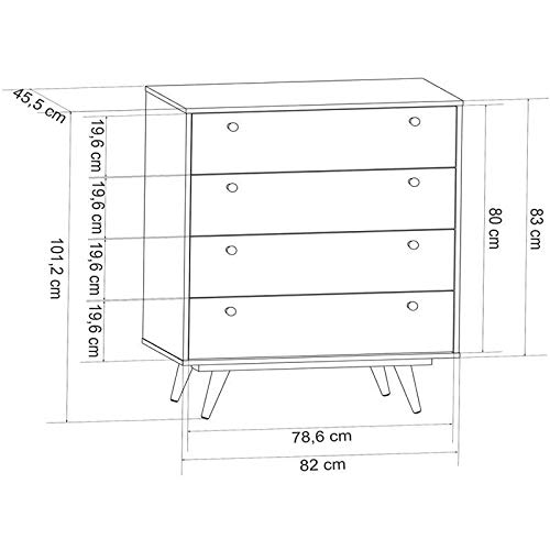 Cômoda Retrô Plus 4 GV Branco Acetinado