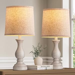 Seealle Farmhouse Table Lamps Set of 2 – Rustic Bedroom Lamps for Living Room, 22″ Boho Bedside Lamp for Night Stands End Table Office Desk Lamp Nightstand Clearance Decorating with Linen Shades