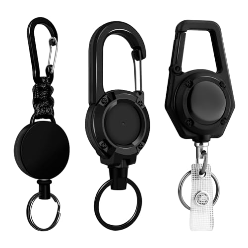 Schlüsselanhänger Ausziehbar 3 Stücke Schlüsselband Ausziehbar, Einziehbarer Schlüsselanhänger Ausweishalter Ausweisjojo mit 60cm Stahldrahtseil für Büro und Außenbereich