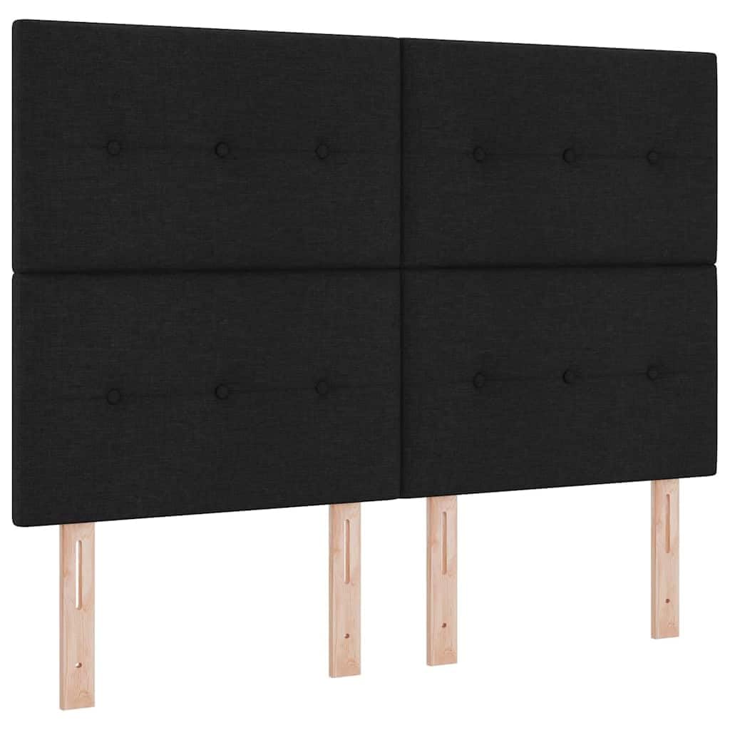 z oświetleniem LED nowoczesne do sypialni podstawowe czarne 160x200 cm | Łóżko 160x200 cm z materacem kieszeniowym i LED RGB Czarny Tkanina Nowoczesne