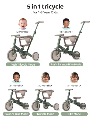 Image of newyoo TR008 5-in-1 Tricycle for Toddlers 1-3, Toddler Bike, Birthday Gifts