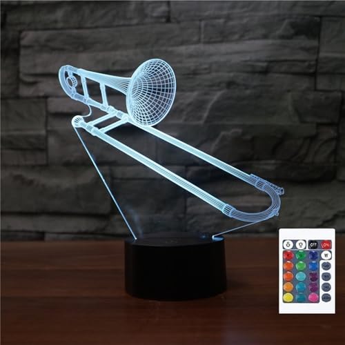 Lámpara de Mesa Ilusión 3D Trombone con Control Remoto