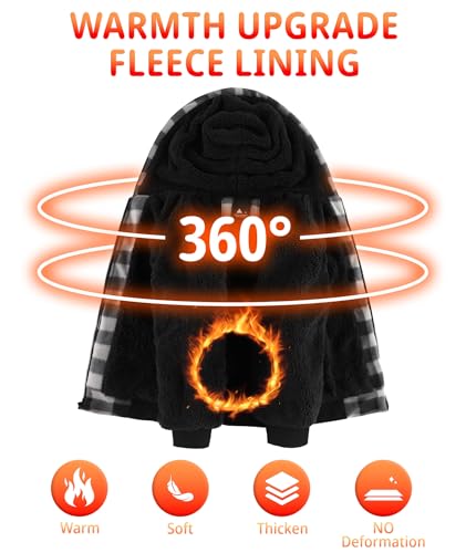 Image of Boys Fleece Jacket with Hood Unisex Child Sherpa Lined Zip Up Warm Coat Hooded Sweatshirt Outerwear
