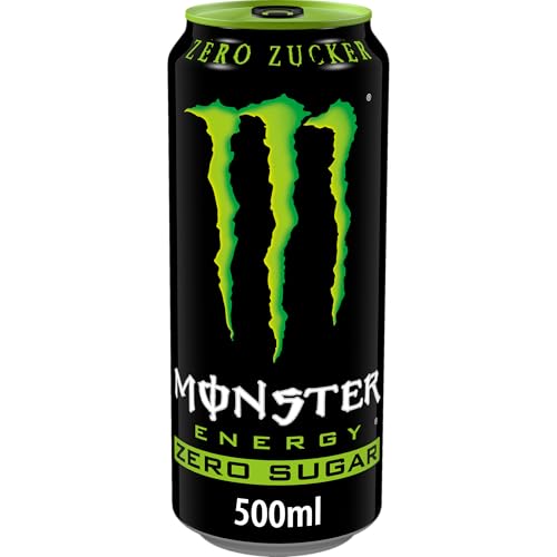 Monster Energy Zero Sugar - koffeinhaltiger Energydrink mit klassischem Energy-Geschmack - ohne Zucker und ohne Kalorien - in praktischen Einweg Dosen (12 x 500 ml)