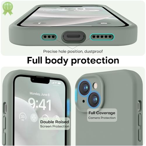 Image of LOVE 3000 Designed for iPhone 14 Case, Premium Silicone with [Soft Anti-Scratch Microfiber Lining] Shockproof Protective Phone Case for Holsters 6.1 inch, Calke Green