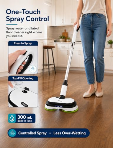 Image of Eous Cordless Electric Mop, Self-Propelled with LED Light and Water Spray