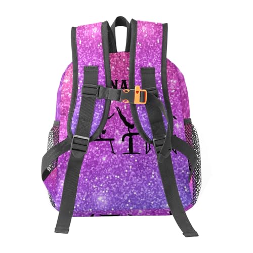 Pink Violet Glitter Gymnastics Personalized School Backpack for Kid-Boy/Girl Toddler Daypack Kindergarten Travel Bookbag, Option 17, K102553