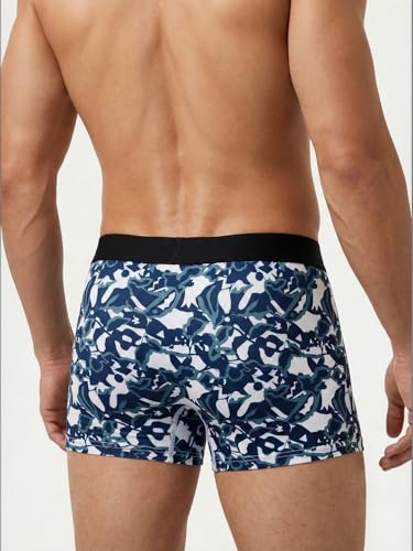 Image of BONO Mens Trunks Pack of 2 Cotton Underwear Breathable Printed Anti-Bacterial Underwear Men Trunk with No Marks Nylon Buffed Stretchable Waistband