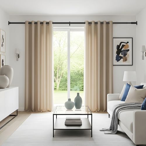 Image of Long Tension Rod 41-126inch Black Tension Curtain Rods no Drilling | 1.26 inch Diameter Outdoor Curtain Rod for Patio,Windows,Anywhere Heavy Duty Spring Rods Adjustable