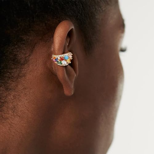 Ear Cuff Earrings for Women Trendy 14K Gold Plated Cubic Zirconia Multi-Colored Sparkle Huggie Ear Cuffs Non Piercing | Clip On Cartilage | Single2
