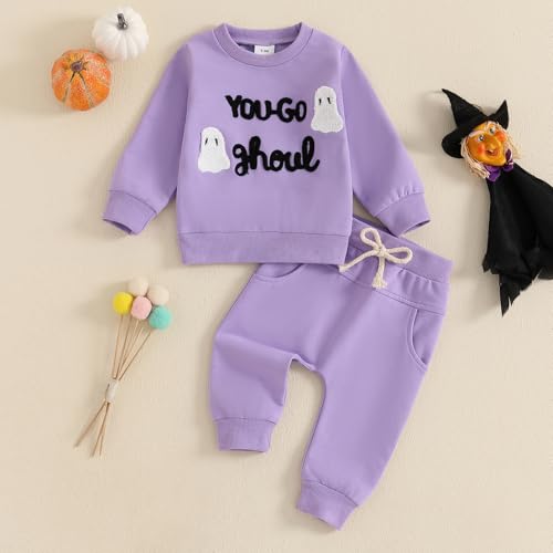 Halloween Outfits For Baby Girls Spooky Boo Ribbed Sweatshirt Pants Toddler Infant Girls Halloween Fall Clothes2