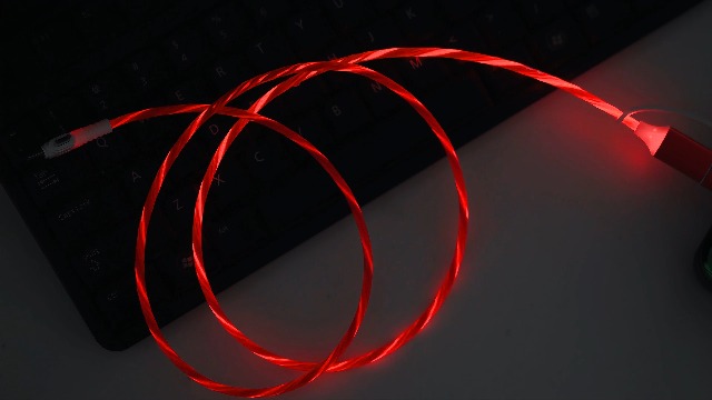 Image of AYI Red Starry Sky USB Charging Cable Cross Edition, 6-in-1 Multi Charger Cord 39in, Glowing LED Data Sync Wire, Tangle-Free PVC, Smart Trickle Charge Chip, Compatible with Virtually All Devices.