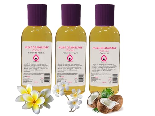 Coffret Modelage Invitation aux Voyages- Purespa By Purenail, 3 Huiles de massage Fleur de Monoï,...