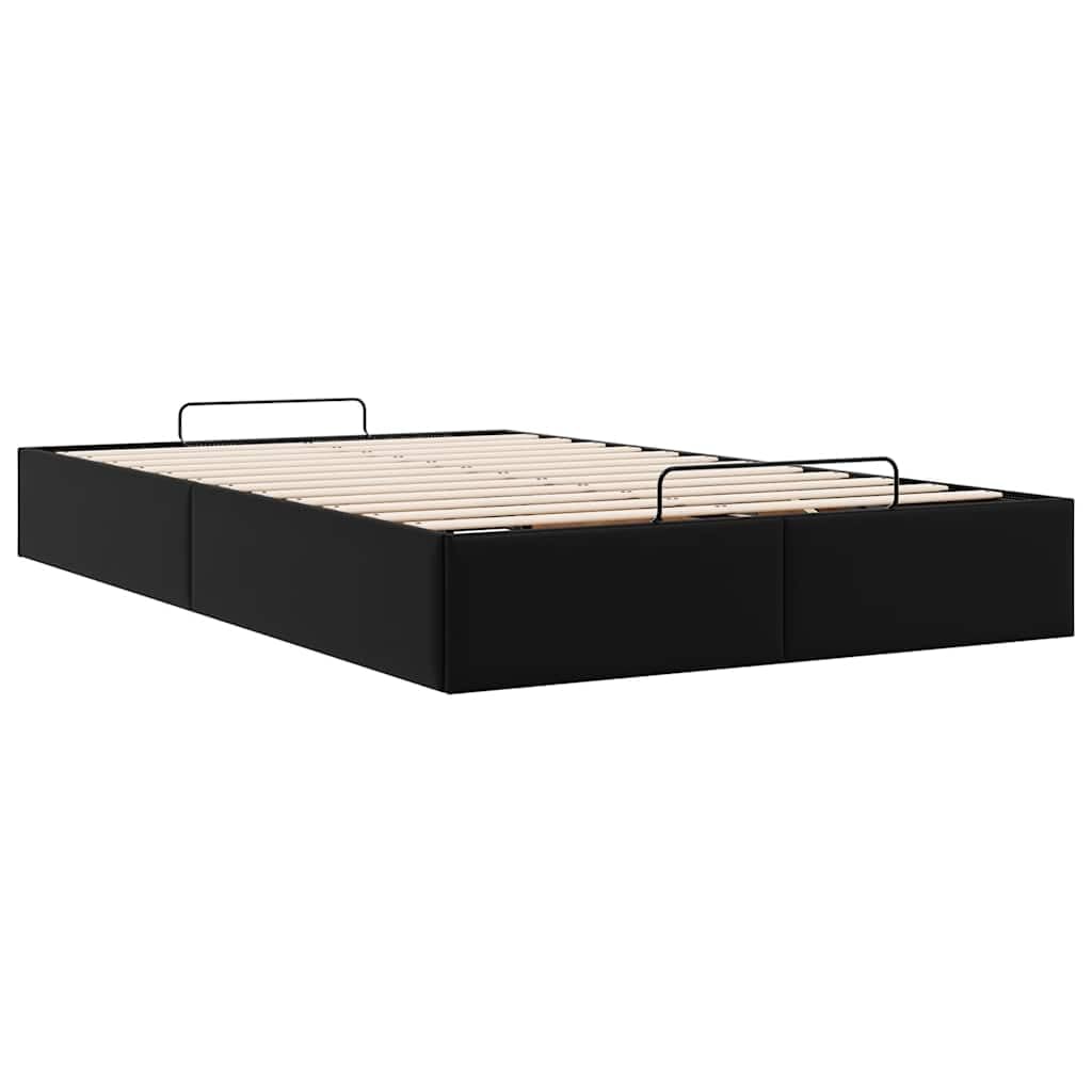 IKAYAA Letto Matrimoniale con Contenitore Struttura Letto 120 x 200 Letto Idraulico con Rete a Doghe e Telaio Letto Sollevabile con Contenitore-Nero-120 x 200 cm