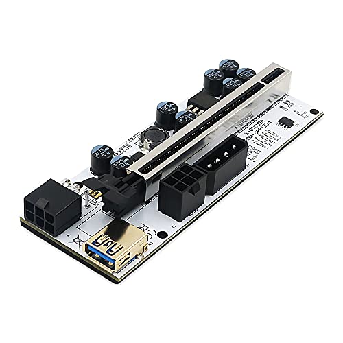 Sata Cable 010-X PCIE Riser 1x to 16x Graphic Extension with Flash LED for Bitcoin GPU Mining Powered Riser Adapter Card