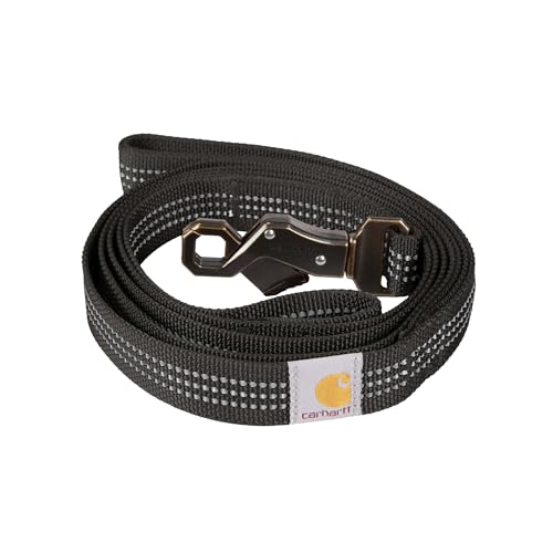 Carhartt Dual Handle Dog Leash Durable Nylon Webbing Fabric W/Secure Metal Trigger Claw Clasp Black Large