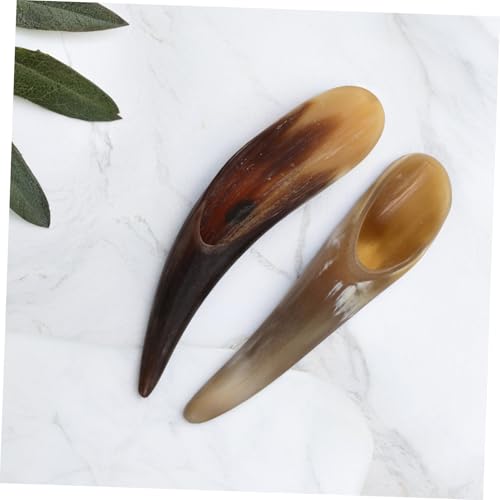 Palo de masaje de cuerno de buey natural pack de 2 piezas pulido a mano para el cuidado facial 5