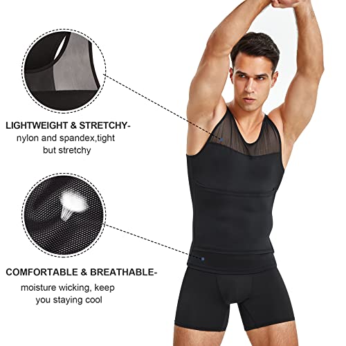 Compression Shirts for Men Shapewear Chest Abdomen Control Body Shaper Slimming Undershirt Workout Vest Tank Top2